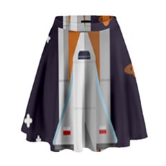 Rocket Space Universe Spaceship High Waist Skirt by Salman4z