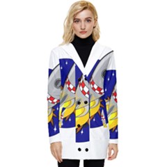 Rocket Ship Launch Vehicle Moon Button Up Hooded Coat  by Salman4z