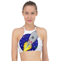 Rocket Ship Launch Vehicle Moon Racer Front Bikini Top by Salman4z