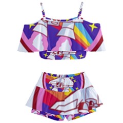 Badge Patch Pink Rainbow Rocket Kids  Off Shoulder Skirt Bikini by Salman4z