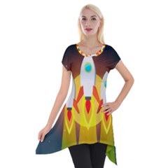 Rocket Take Off Missiles Cosmos Short Sleeve Side Drop Tunic by Salman4z