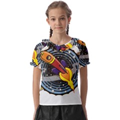 Rocket Space Clipart Illustrator Kids  Frill Chiffon Blouse by Salman4z