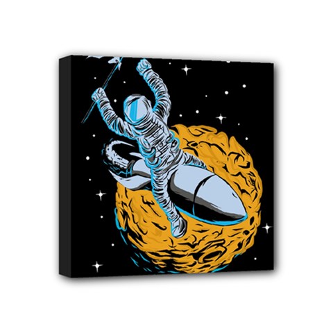 Astronaut Planet Space Science Mini Canvas 4  X 4  (stretched) by Salman4z