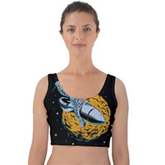 Astronaut Planet Space Science Velvet Crop Top by Salman4z