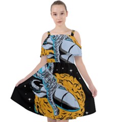 Astronaut Planet Space Science Cut Out Shoulders Chiffon Dress by Salman4z