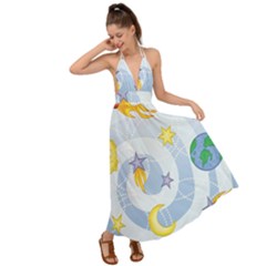 Science Fiction Outer Space Backless Maxi Beach Dress by Salman4z