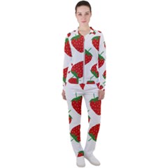 Seamless Pattern Fresh Strawberry Casual Jacket And Pants Set by Salman4z