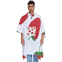 Seamless Pattern Fresh Strawberry Men s Hooded Rain Ponchos by Salman4z