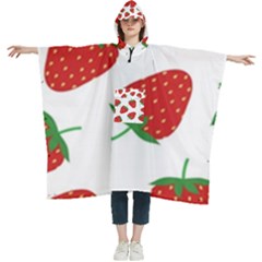 Seamless Pattern Fresh Strawberry Women s Hooded Rain Ponchos by Salman4z