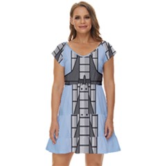 Rocket Shuttle Spaceship Science Short Sleeve Tiered Mini Dress by Salman4z