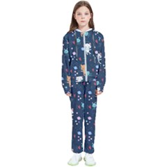 Cute Astronaut Cat With Star Galaxy Elements Seamless Pattern Kids  Tracksuit by Salman4z