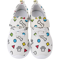 Dog Paw Seamless Pattern Footprint Bone Men s Velcro Strap Shoes by Salman4z