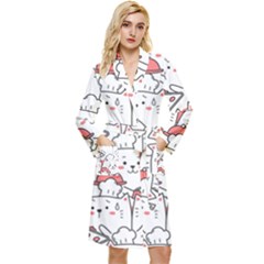 Cute Cat Chef Cooking Seamless Pattern Cartoon Long Sleeve Velvet Robe by Salman4z