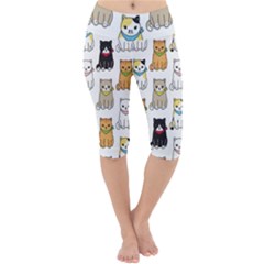 Cat Kitten Seamless Pattern Lightweight Velour Cropped Yoga Leggings by Salman4z