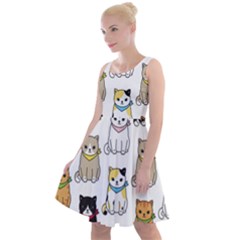 Cat Kitten Seamless Pattern Knee Length Skater Dress by Salman4z