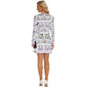 Cat Kitten Seamless Pattern Long Sleeve Deep V Mini Dress  View4