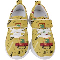 Childish-seamless-pattern-with-dino-driver Kids  Velcro Strap Shoes by Salman4z