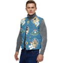 Seamless-pattern-funny-astronaut-outer-space-transportation Men s Short Button Up Puffer Vest	 View3