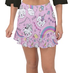 Beautiful-cute-animals-pattern-pink Fishtail Mini Chiffon Skirt by Salman4z