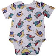 Seamless-pattern-with-hand-drawn-bird-black Baby Short Sleeve Bodysuit by Salman4z