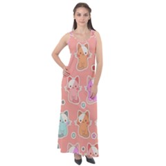 Cute-kawaii-kittens-seamless-pattern Sleeveless Velour Maxi Dress by Salman4z