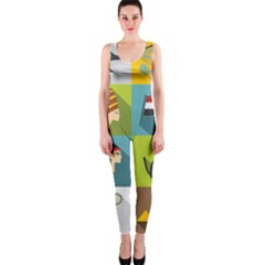 Egypt-travel-items-icons-set-flat-style One Piece Catsuit by Salman4z