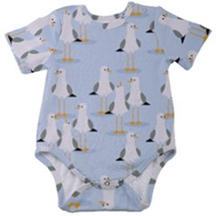 Cute-seagulls-seamless-pattern-light-blue-background Baby Short Sleeve Bodysuit by Salman4z