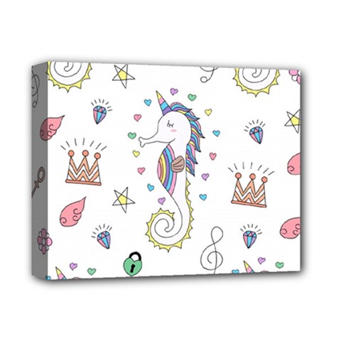 Seamless-pattern-cute-unicorn-cartoon-hand-drawn Deluxe Canvas 14  X 11  (stretched) by Salman4z