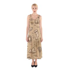 Egyptian-seamless-pattern-symbols-landmarks-signs-egypt Sleeveless Maxi Dress by Salman4z