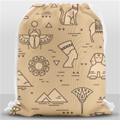 Egyptian-seamless-pattern-symbols-landmarks-signs-egypt Drawstring Bag (large) by Salman4z