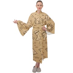 Egyptian-seamless-pattern-symbols-landmarks-signs-egypt Maxi Velvet Kimono by Salman4z