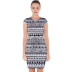 Boho-style-pattern Capsleeve Drawstring Dress  by Salman4z