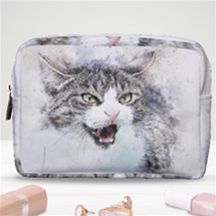 Cat Pet Art Abstract Watercolor Make Up Pouch (medium) by Jancukart