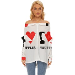 I Love Truffles Off Shoulder Chiffon Pocket Shirt by ilovewhateva