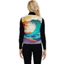 Tsunami Tidal Wave Waves Minimalist Ocean Sea Women s Short Button Up Puffer Vest View2