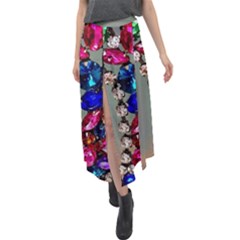 Colorful Diamonds Velour Split Maxi Skirt by Sparkle