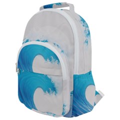 Wave Tsunami Tidal Wave Ocean Sea Water Rounded Multi Pocket Backpack by Ravend