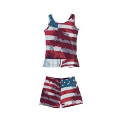 Patriotic Usa United States Flag Old Glory Kids  Boyleg Swimsuit by Ravend