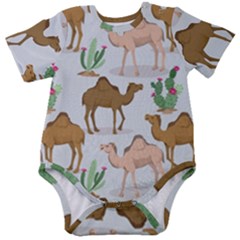 Camels-cactus-desert-pattern Baby Short Sleeve Bodysuit by Salman4z