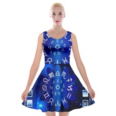 Astrology Horoscopes Constellation Velvet Skater Dress by danenraven