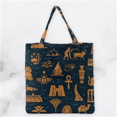 Dark-seamless-pattern-symbols-landmarks-signs-egypt Grocery Tote Bag by Salman4z