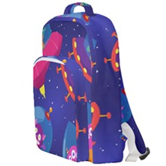 Cartoon-funny-aliens-with-ufo-duck-starry-sky-set Double Compartment Backpack by Salman4z