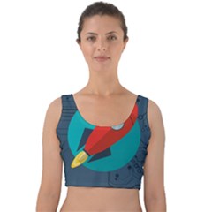 Rocket-with-science-related-icons-image Velvet Crop Top by Salman4z