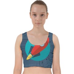 Rocket-with-science-related-icons-image Velvet Racer Back Crop Top by Salman4z