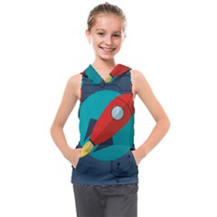 Rocket-with-science-related-icons-image Kids  Sleeveless Hoodie by Salman4z