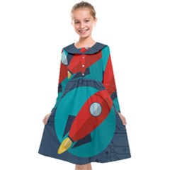 Rocket-with-science-related-icons-image Kids  Midi Sailor Dress by Salman4z