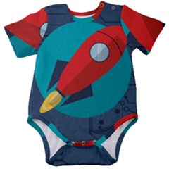 Rocket-with-science-related-icons-image Baby Short Sleeve Bodysuit by Salman4z