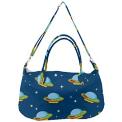 Seamless-pattern-ufo-with-star-space-galaxy-background Removable Strap Handbag by Salman4z