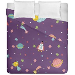 Space-travels-seamless-pattern-vector-cartoon Duvet Cover Double Side (california King Size) by Salman4z