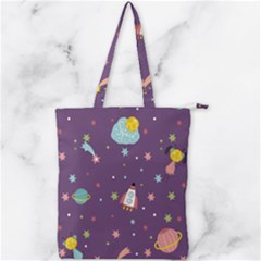 Space-travels-seamless-pattern-vector-cartoon Double Zip Up Tote Bag by Salman4z